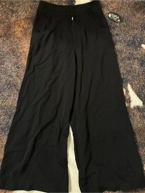 HERSY Classic Black Wide Leg Pants with Front Zip